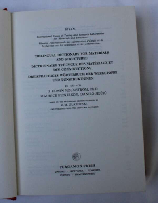 Trilingual Dictionary for Materials and Structures